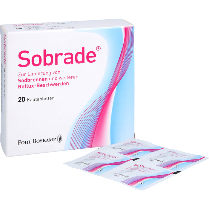 Sobrade Kautabletten zur Linderung von Sodbrennen und weiteren Reflux-Beschwerden, 20 pc 