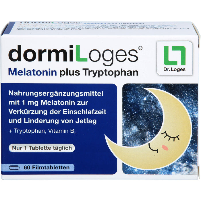 DormiLoges 1 mg Melatonin plus Tryptophan Filmtabletten zur Verkürzung der Einschlafzeit, 60 St. Tabletten
