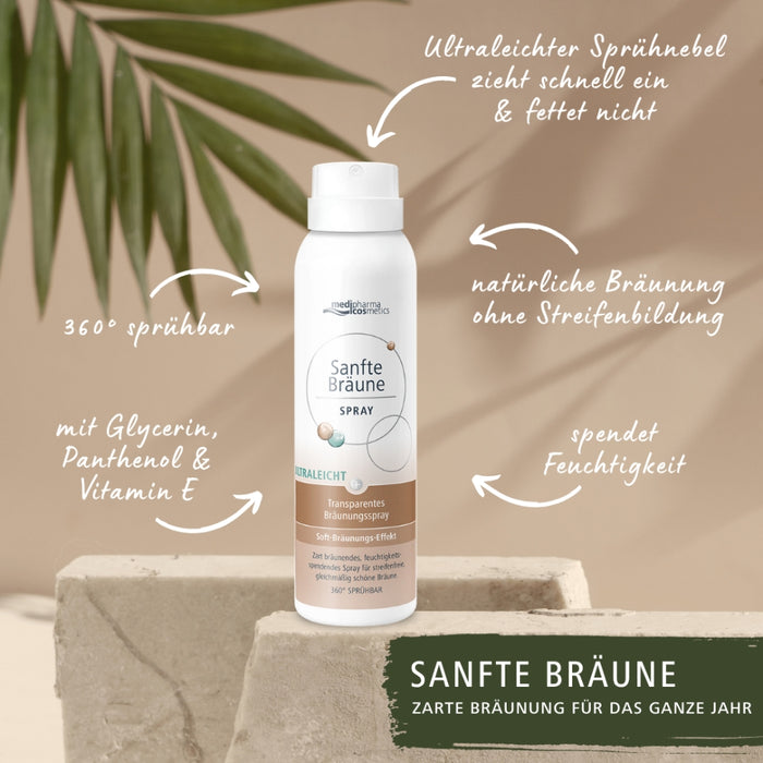 Medipharma Cosmetics sanfte Bräune Spray ultraleichtes transparentes Bräunungsspray, 150 ml Solution