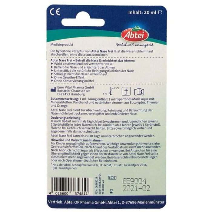 Abtei Nase Frei abschwellendes Spray, 20 ml Solution