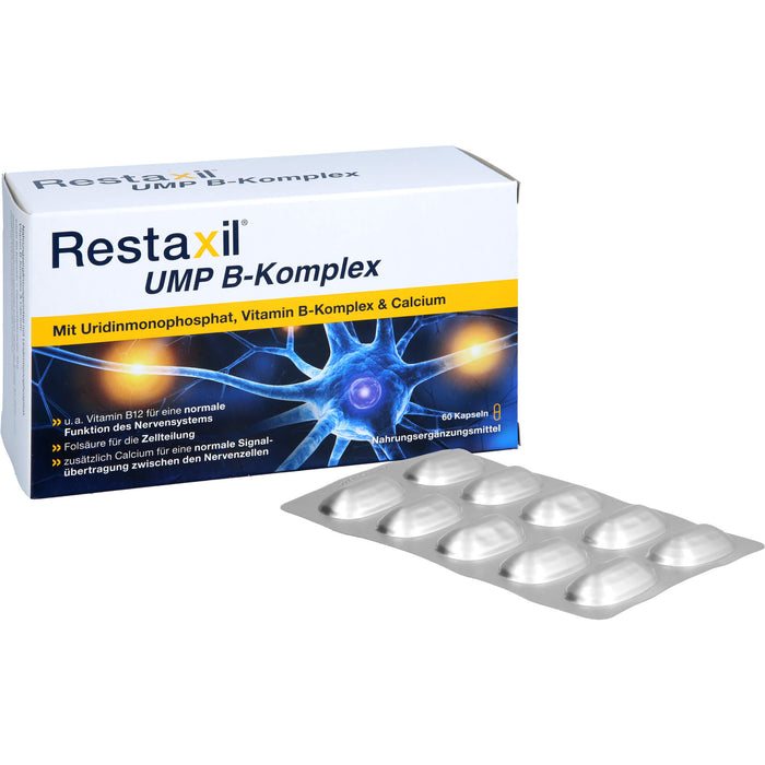 Restaxil UMP B-Komplex Kapseln für eine normale Funktion des Nervensystems und der Zellteilung, 60 pcs. Capsules