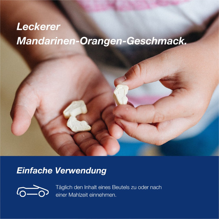 Orthomol junior C plus - mit Vitamin C als Beitrag zu einer normalen Funktion des Immunsystems - Mandarine/Orangen-Geschmack, 30 St. Tagesportionen