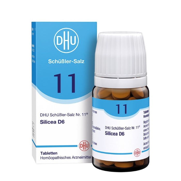 DHU Schüßler-Salz Nr. 11 Silicea D6 – Das Mineralsalz der Haare, der Haut und des Bindegewebes – das Original – umweltfreundlich im Arzneiglas, 80 St. Tabletten