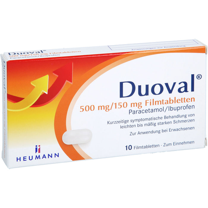 Duoval 500 mg Paracetamol / 150 mg Ibuprofen Filmtabletten, 10 St. Tabletten
