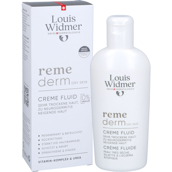 Louis Widmer remederm Creme Fluid unparfümiert für sehr trockene, zu Neurodermitis neigende Haut, 200 ml Creme