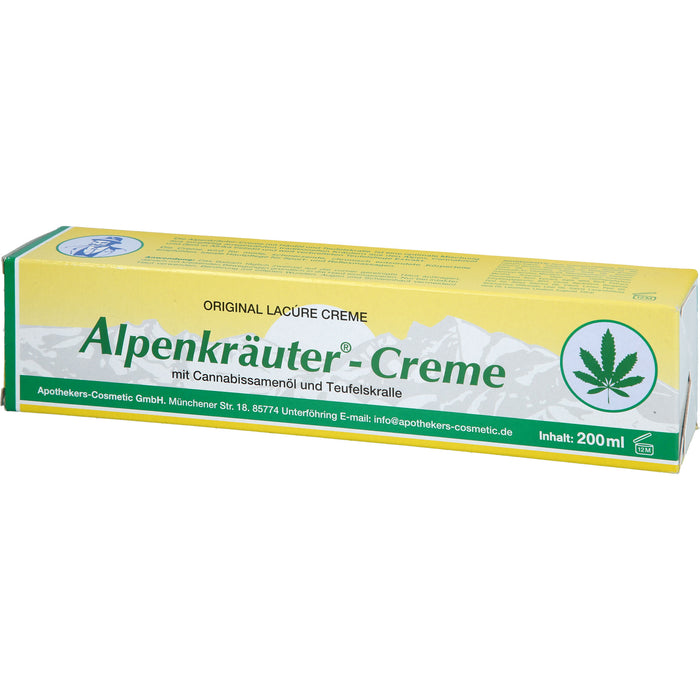 Lacure Alpenkräuter-Creme mit Cannabisöl und Teufelskralle, 200 ml Crème