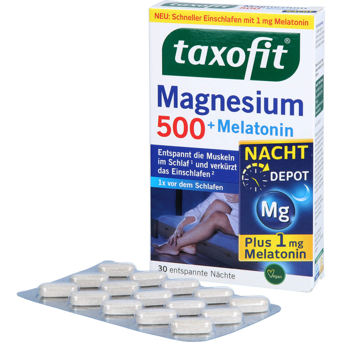 Taxofit Magnesium 500 Nacht + Melatonin Tabletten, 30 pcs. Tablets
