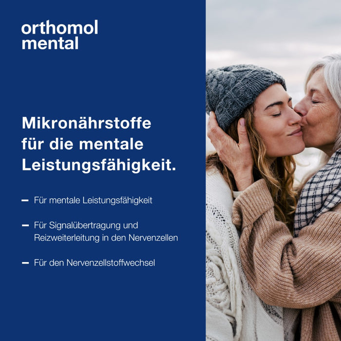 Orthomol Mental - für Gehirn, Konzentration und Gedächtnis - mit Pantothensäure und Omega-3-Fettsäuren - Granulat/Kapseln, 15 St. Tagesportionen