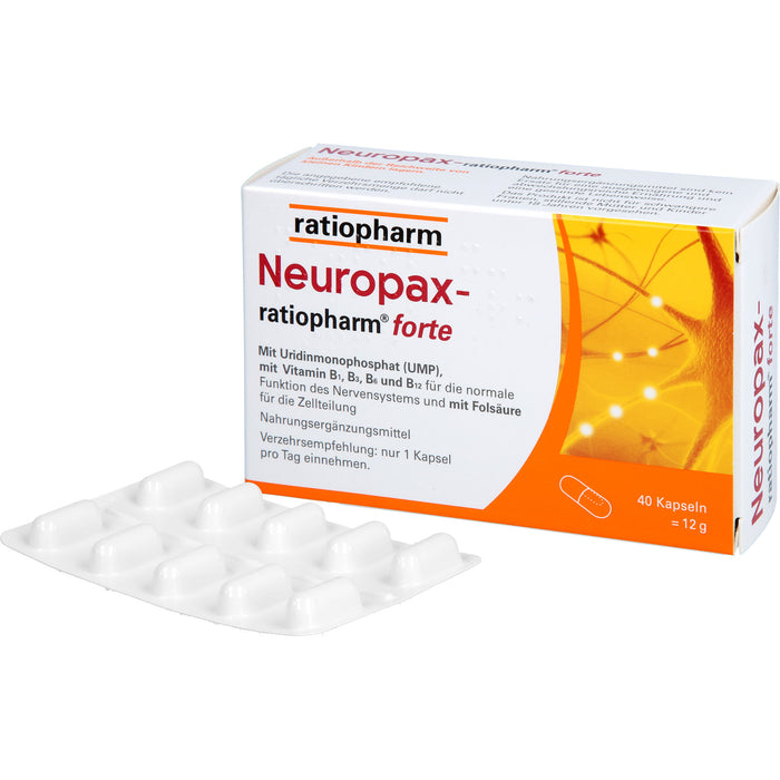 Neuropax-ratiopharm forte Kapseln mit Uridinmonophosphat (UMP), Vitamin B12 und Folsäure zur Unterstützung der Nervenregeneration, 40 St. Kapseln