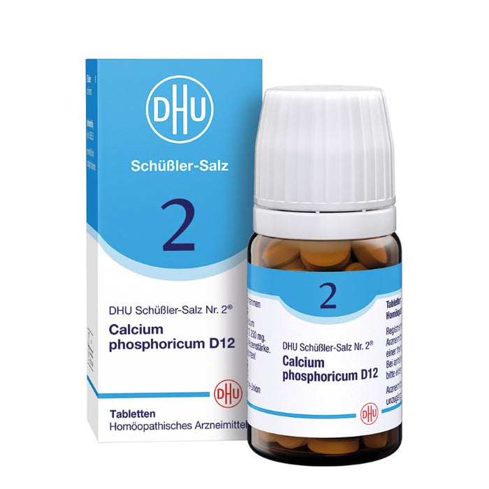 DHU Schüßler-Salz Nr. 2 Calcium phosphoricum D12 – Das Mineralsalz der Knochen und Zähne – das Original – umweltfreundlich im Arzneiglas, 80 pc Tablettes