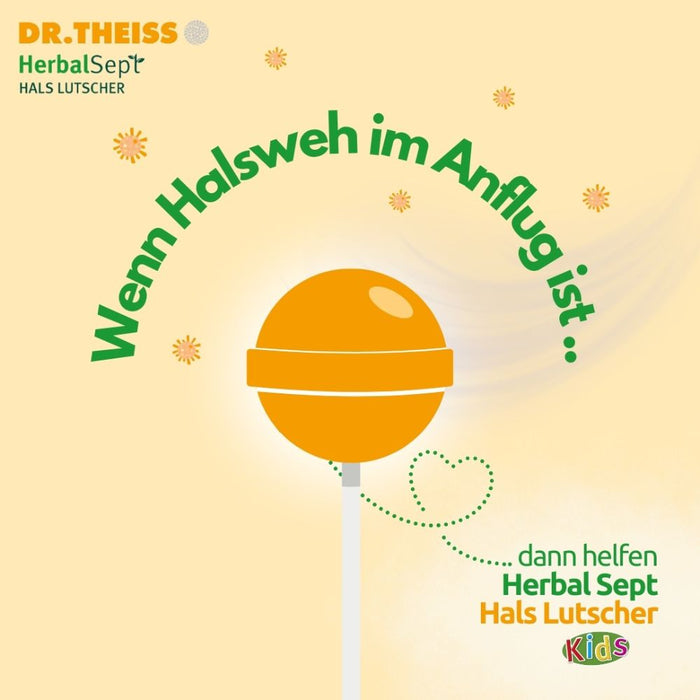 Dr. Theiss HerbalSept Hals Lutscher Kids bei Halsschmerzen und Heiserkeit, 6 pcs. Lollipop