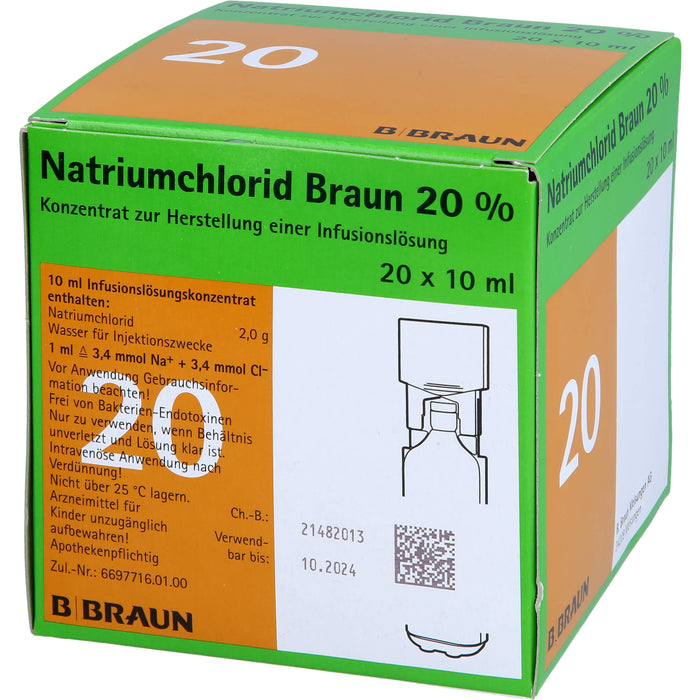 B. Braun Natriumchlorid 20 % Infusionslösungskonzentrat, 20 pc Récipients à dose unique
