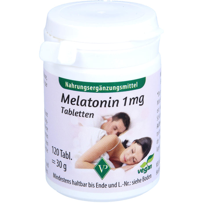 Velag Pharma Melatonin 1 mg Tabletten zur Verkürzung der Einschlafzeit, 120 pc Tablettes