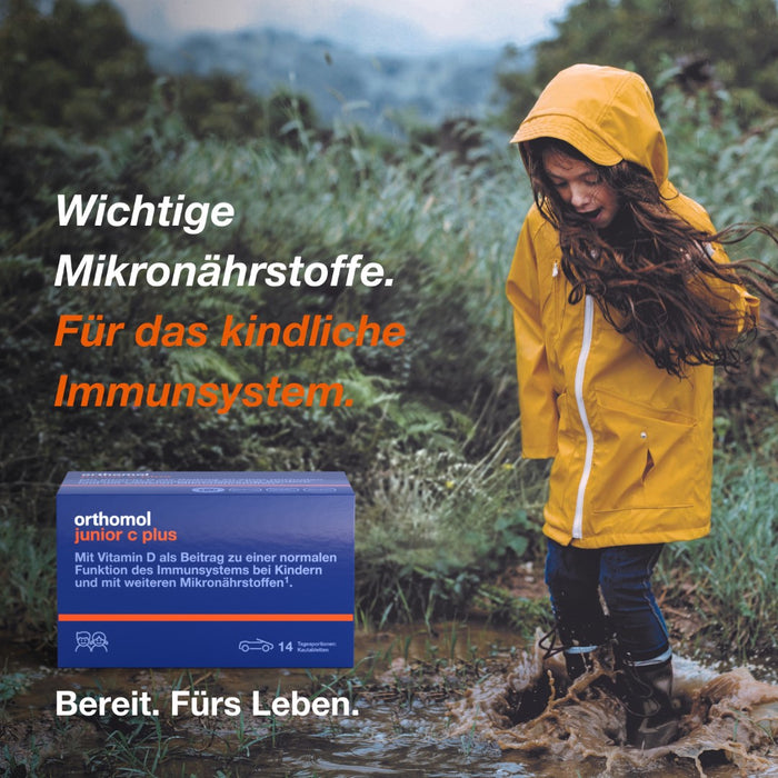Orthomol junior C plus - mit Vitamin C als Beitrag zu einer normalen Funktion des Immunsystems - Waldfrucht und Mandarine/Orange, 14 St. Tagesportionen