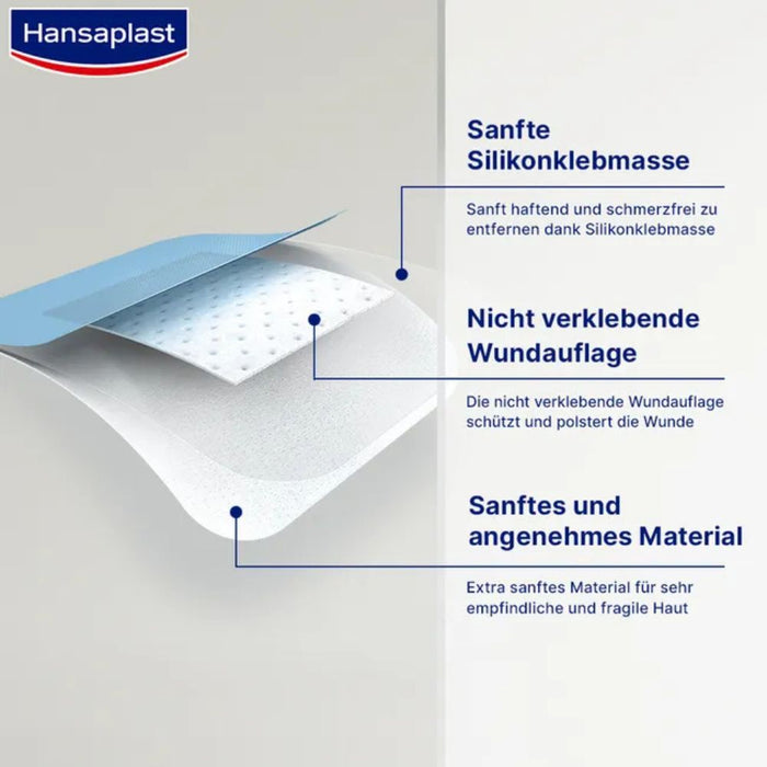 Hansaplast Wundverband Ultra Sensitive 5 x 7,2 cm XL für sehr empfindliche Haut, 5 St. Pflaster
