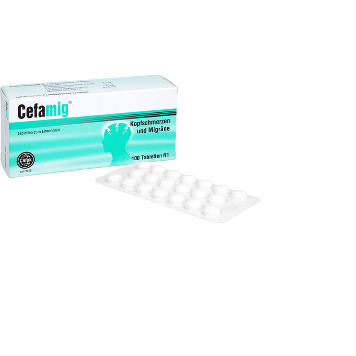 Cefamig Tabletten bei Kopfschmerzen und Migräne, 100 pcs. Tablets