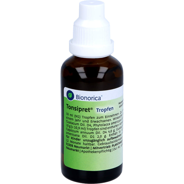 Tonsipret Tropfen bei Erkrankungen des Rachens, 50 ml Solution