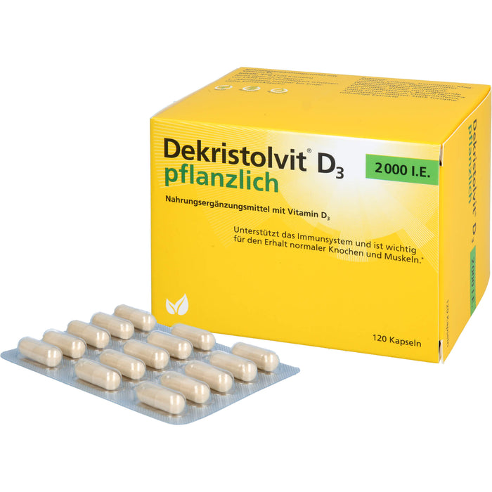 Dekristolvit D3 2000 I.E pflanzliche Kapseln unterstützt das Immunsystem und  den Erhalt normaler Knochen und Muskeln, 120 pcs. Capsules