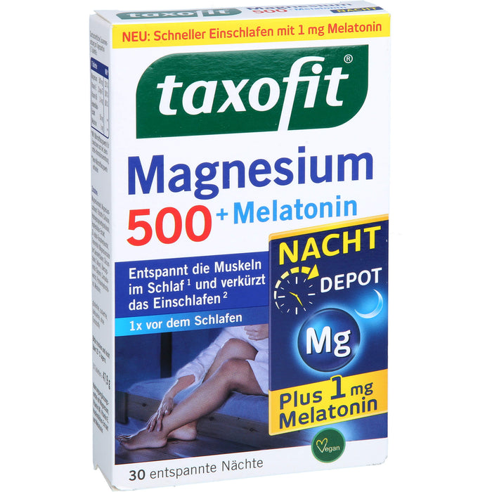 Taxofit Magnesium 500 Nacht + Melatonin Tabletten, 30 pcs. Tablets