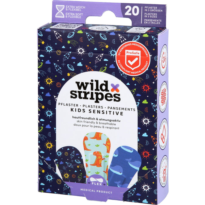 Wild Stripes Kids Sensitive Pflaster Space hautfreundlich und atmungsaktiv, 20 pc Pansement