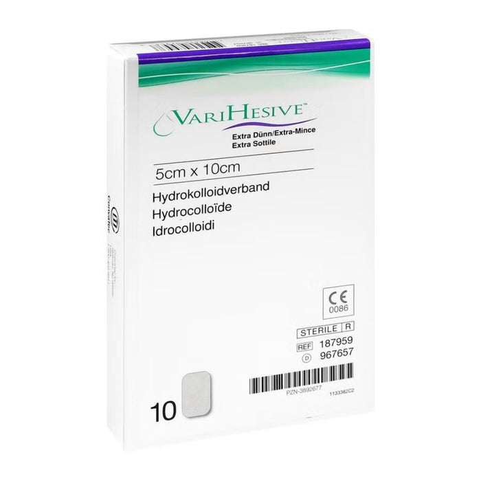 Varihesive Hydrokolloidverband extra dünn 5 cm x 10 cm, 10 St. Packung