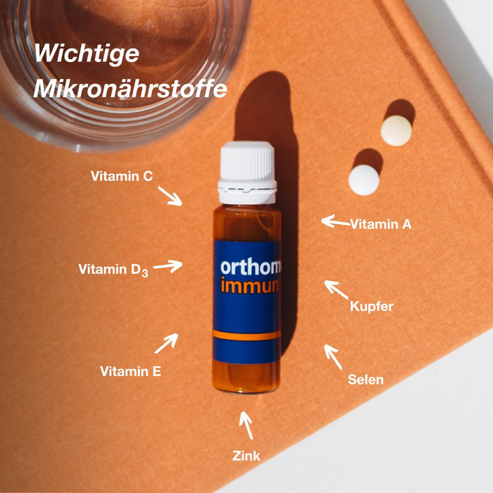 Orthomol Immun - Mikronährstoffe zur Unterstützung des Immunsystems - mit Vitamin C, Vitamin D und Zink - Trinkampullen/Tabletten, 7 St. Tagesportionen