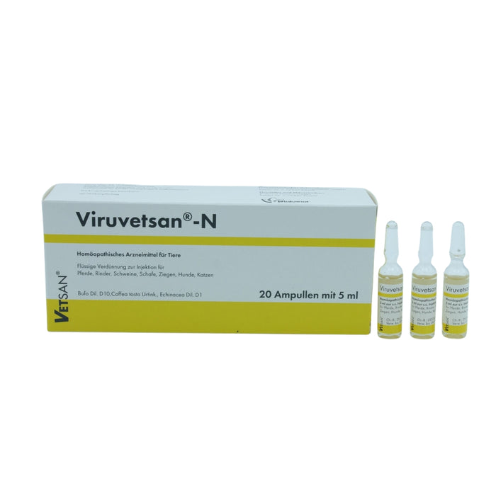 Viruvetsan N flüssige Verdünnung zur Injektion für Pferde, Rinder, Schweine, Schafe, Ziegen, Katzen und Hunde, 20 pc Ampoules