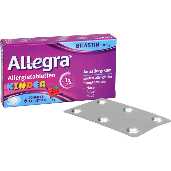 Allegra Allergietabletten für Kinder 10 mg Bilastin Schmelztabletten, 6 pc Tablettes
