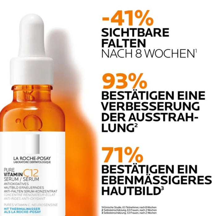 La Roche-Posay Pure Vitamin C12 Serum antioxidatives Hautbild erneuerndes  Anti-Falten Serum-Konzentrat, 30 ml Solution