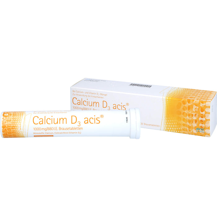 Acis Calcium D3 1000 mg/880 I.E. Brausetabletten mit Orangengeschmack, 20 pcs. Tablets