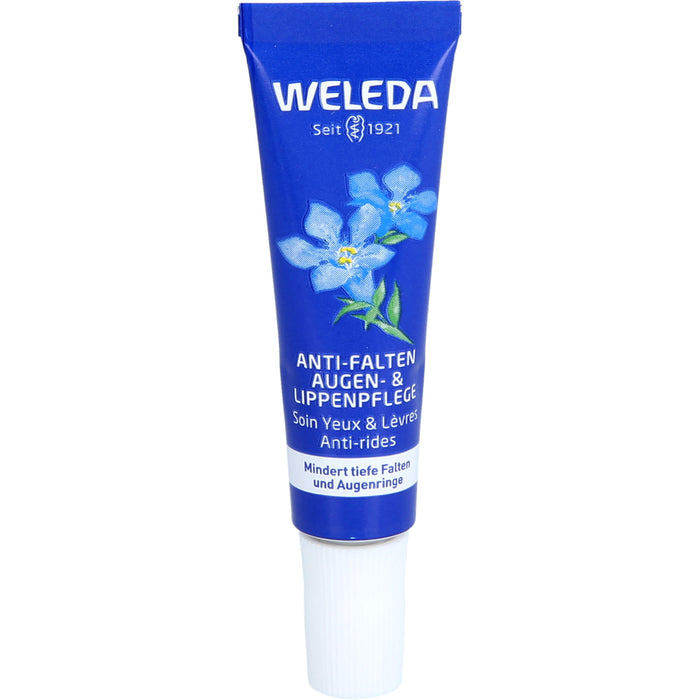 WELEDA Anti-Falten Augen- & Lippenpflege Blauer Enzian & Edelweiss mindert tiefe Falten & Augenringe, 10 ml Creme