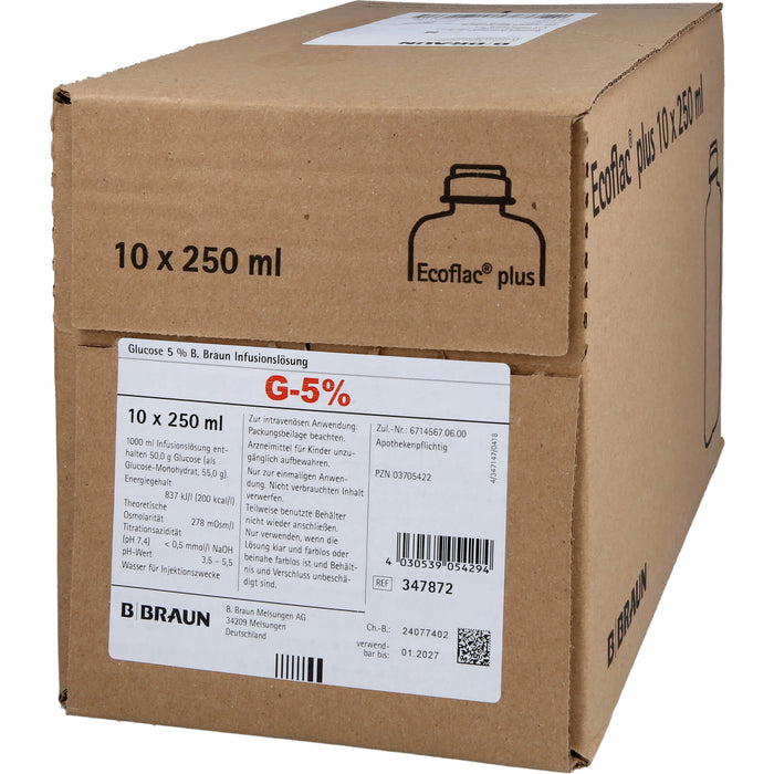 B.BRAUN Glucose 5% Ecoflac Plus Infusionslösung, 2500 ml Solution