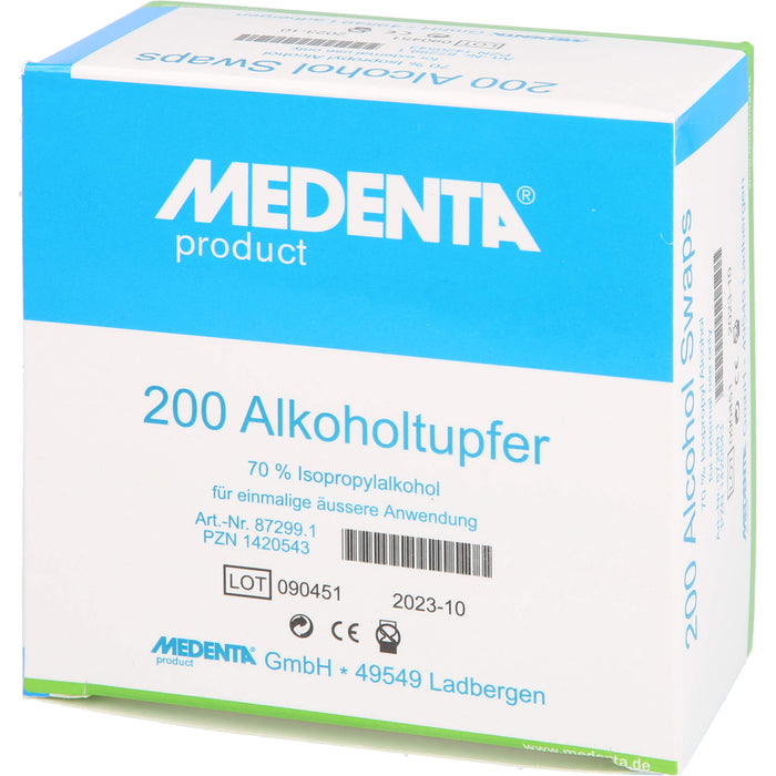 Alkoholtupfer 70% Isoprop Alkohol 872990, 200 pc Écouvillon