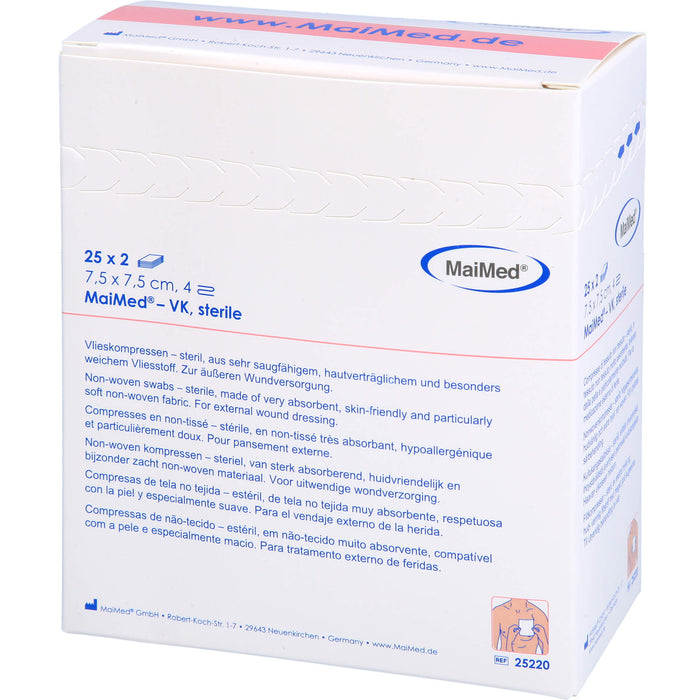 MaiMed Vlieskompressen - steril 7,5 x 7,5 cm, 50 pc Compresses