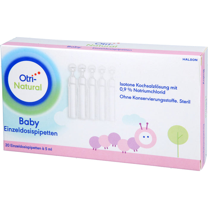 Otri-Natural Baby Einzeldosispipetten isotone Kochsalzlösung mit 0,9% Natriumchlorid, 20 pc Pipettes à dose unique