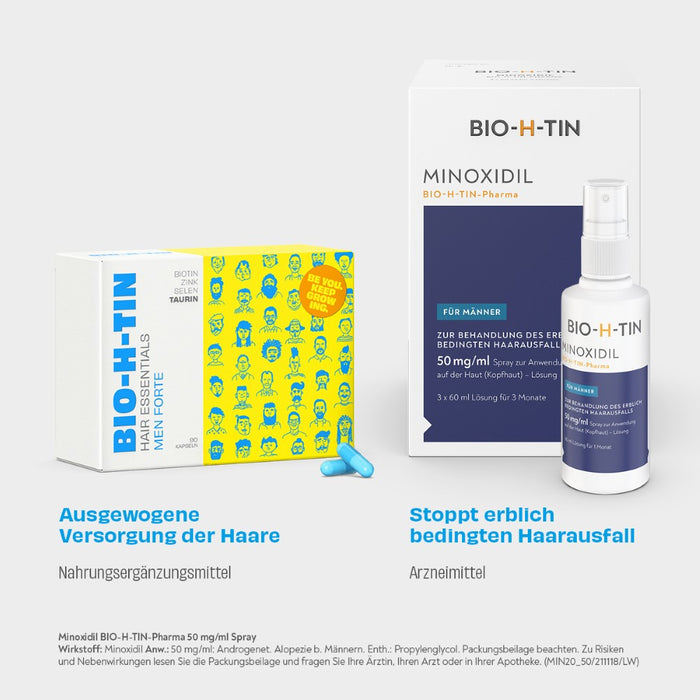 BIO-H-TIN Hair Essentials Men forte: Abgestimmte Nährstoffkombination für Männerhaare, 30 pcs. Capsules