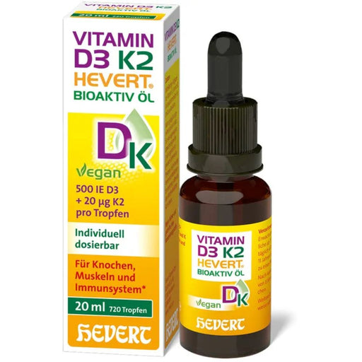 Vitamin D3 K2 Hevert Bioaktiv Öl –  veganes Duo für Knochen, Muskeln und Immunsystem, 20 ml Öl