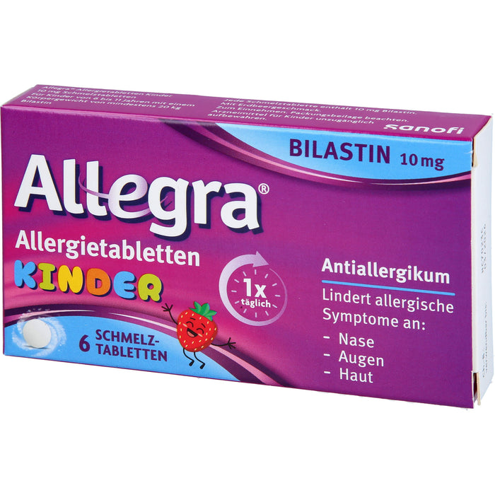 Allegra Allergietabletten für Kinder 10 mg Bilastin Schmelztabletten, 6 pc Tablettes