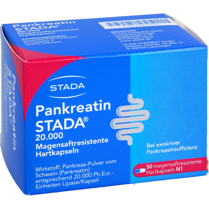 Pankreatin STADA 20.000 Hartkapseln bei exokriner Pankreasinsuffizienz, 50 pcs. Capsules