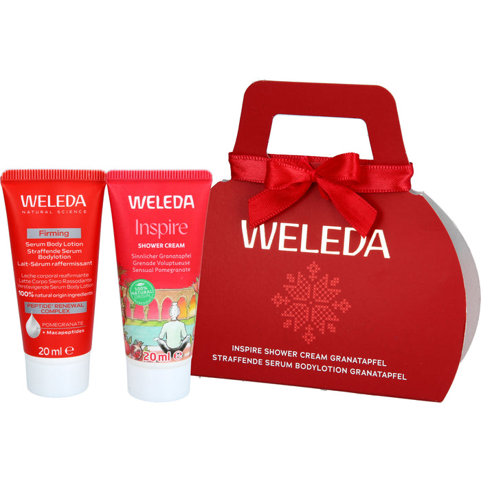 WELEDA Mini Geschenkset Granatapfel mit Inspire Shower Cream Granatapfel  und straffender Serum Bodylotion, 40 ml Crème