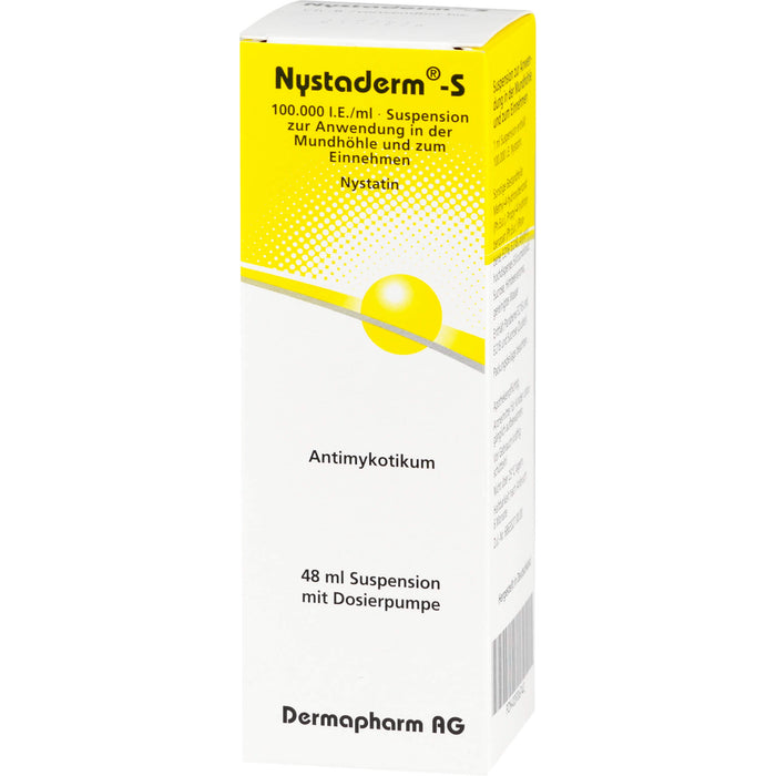 Nystaderm-S 100.000 I.E./ml Suspension zur Anwendung in der Mundhöhle und zum Einnehmen, 48 ml Solution