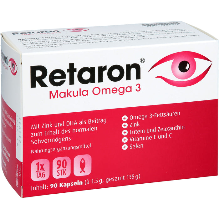Retaron Makula Omega 3 Kapseln zum Erhalt des normalen Sehvermögens, 90 St. Kapseln