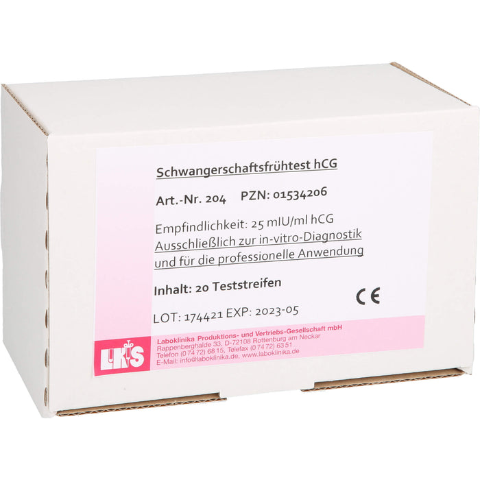Schwangerschaftsfrühtest Urin HCG Teststreifen, 20 St TTR