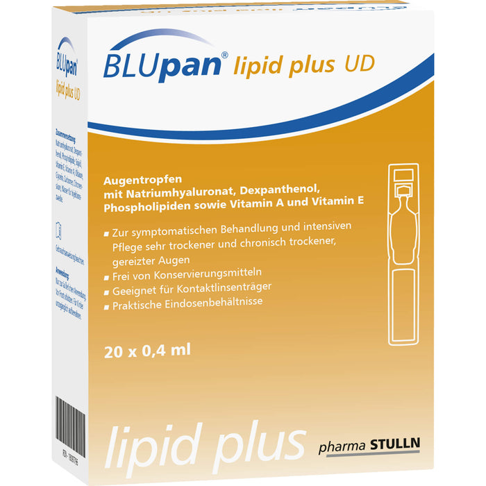 BLUpan lipid plus UD Augentropfen bei trockenen, gereizten Augen, 20 St. Einzeldosisbehältnisse