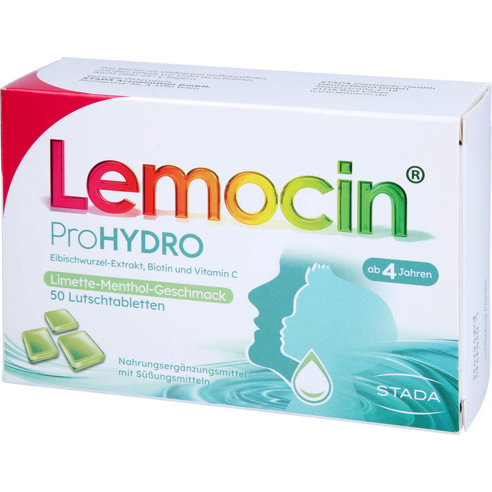 Lemocin ProHydro Lutschtabletten mit Limetten-Menthol-Geschmack zur Beruhigung und Befeuchtung von Hals und Rachen, 50 pcs. Tablets