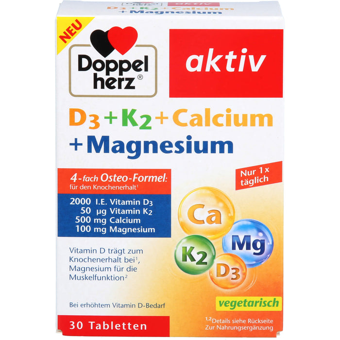 Doppelherz D3 + K2 + Calcium + Magnesium, 30 St TAB