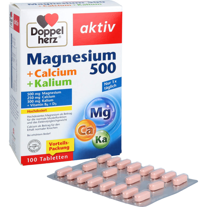 Doppelherz Magnesium 500 Calcium + Kalium, 100 St TAB