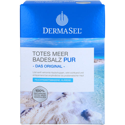 DermaSel Totes Meer Badesalz Pur feuchtigkeitsbindend und klärend, 1500 g Salz