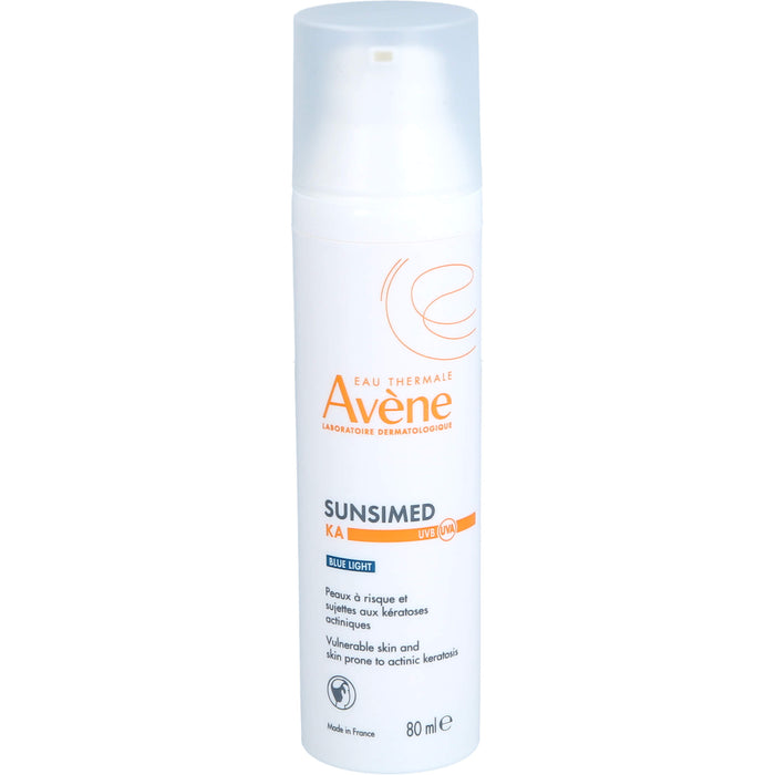 Avène Sunsimed LSF 50+ Eau Thermale KA Sonnenschutz für empfindliche, gefährdete und zu aktinischer Keratose neigende Haut, 80 ml Lösung