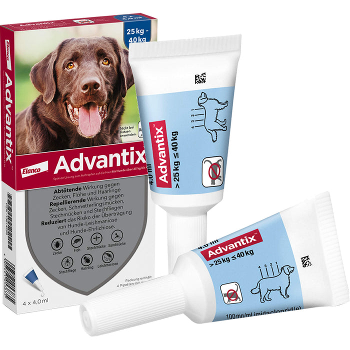 Advantix Spot-On Lösung für Hunde (25–40 kg), 4 pc Récipients à dose unique